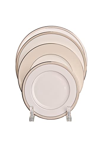 THB Products Clear Upright Modern Dinnerware Plate Place Setting 4 to 5 or More Plate Display Stand (Item #072120), 9 ½ inches L x 4 ½ inches W x 4 inches H