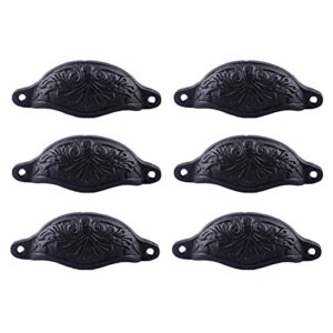 Renovators Supply Manufacturing Cabinet Handles 4.5 in. Black Wrought Iron Cabinet Knobs, Drawer Pulls with Mounting Hardware Pack of 6