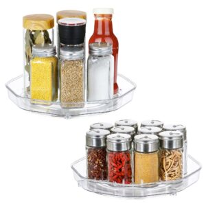 clear lazy susan organizer, bs one 2 pack 9 inches turntable lazy susan spice rack for cabinets kitchen, countertop, bathroom, makeup, pantry organization and storage