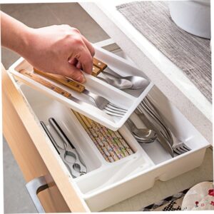 Muzrunq Drawer Storage Box Kitchen Drawer Dividers Cutlery Tray Sliding Plastic Drawer Organizer for Utensils 2-Tier.