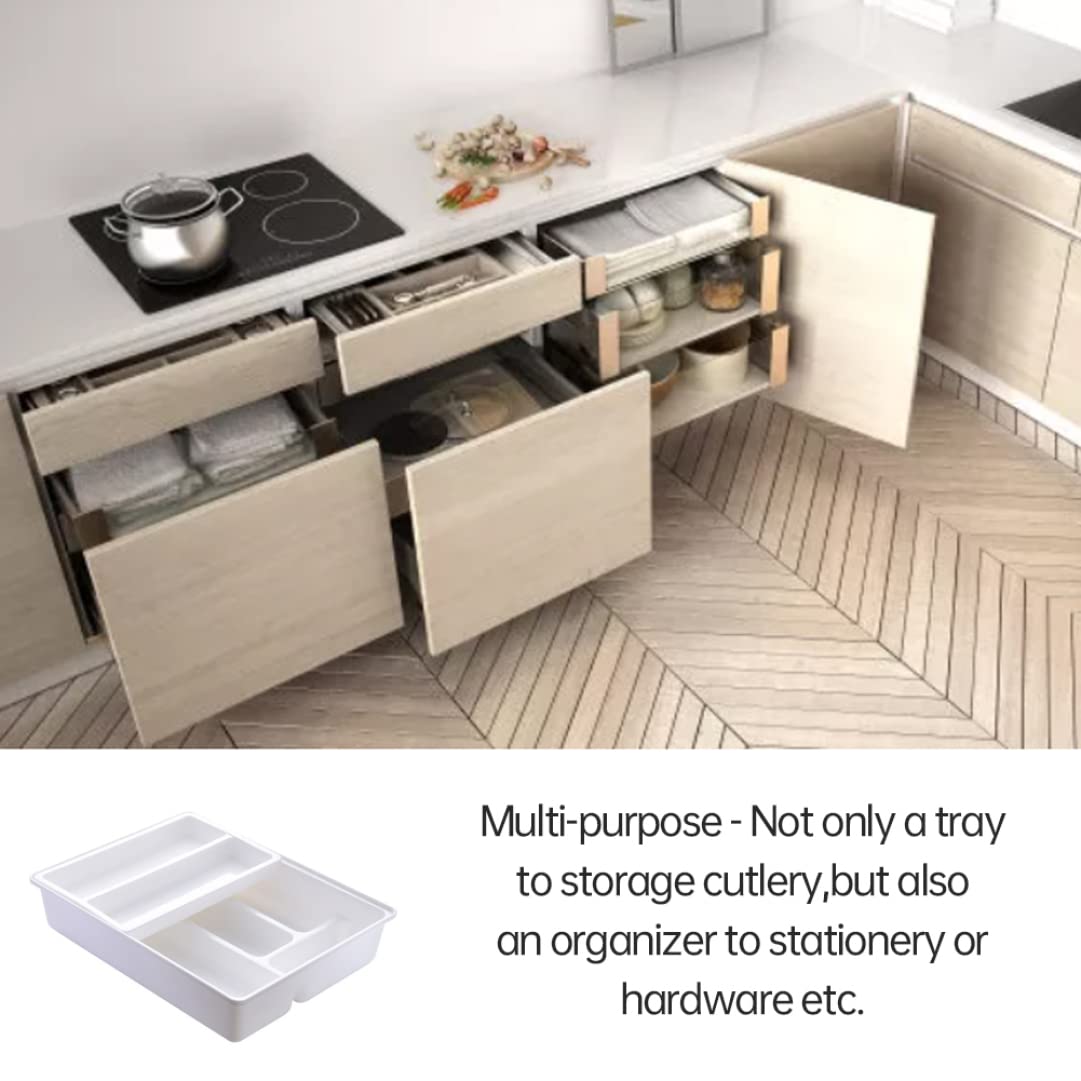 Muzrunq Drawer Storage Box Kitchen Drawer Dividers Cutlery Tray Sliding Plastic Drawer Organizer for Utensils 2-Tier.