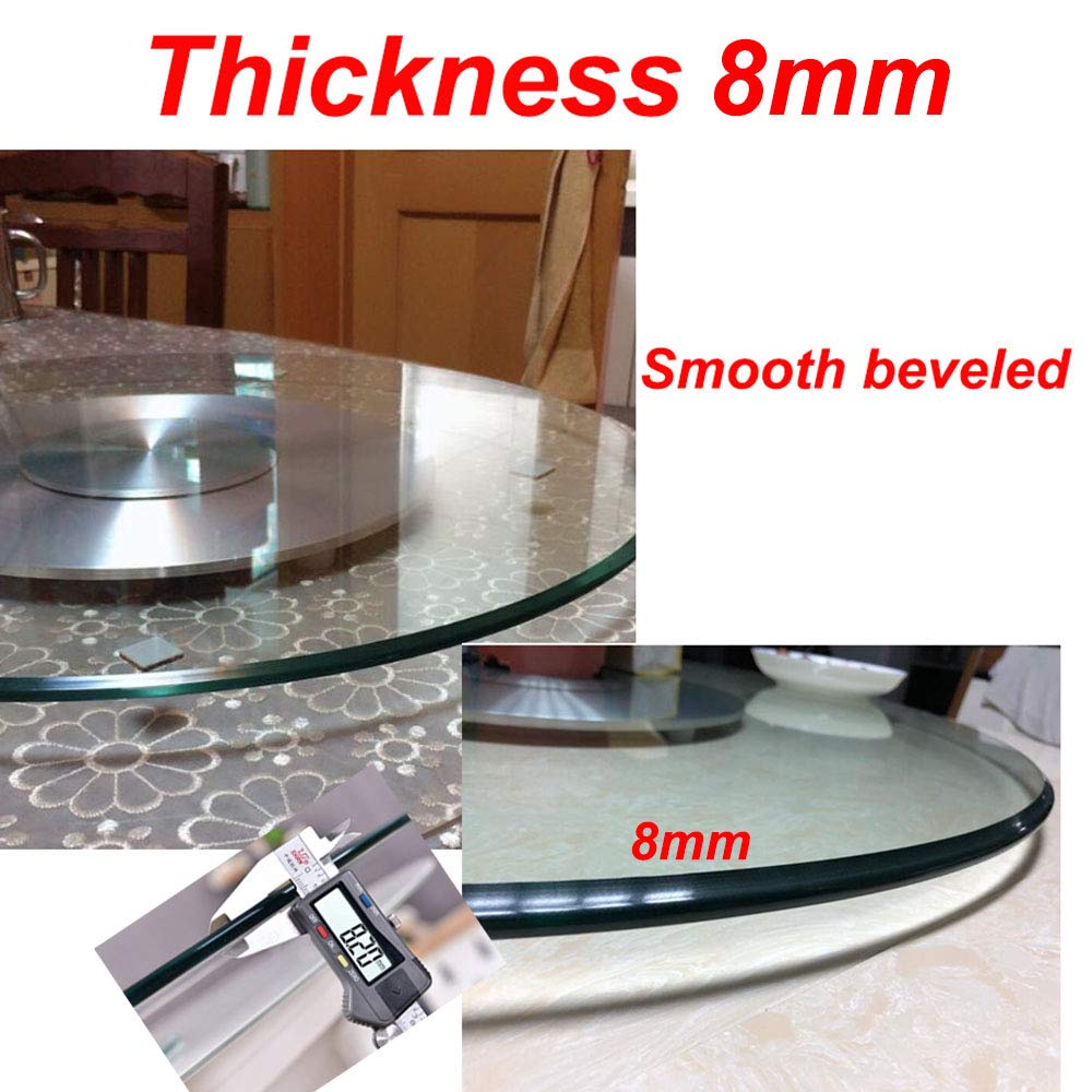 Large Lazy Susan for Dining Table Kitchen Glass Turntable with Aluminum Alloy Bearing, Smooth Swivel, Diameter 20inch / 23.5inch / 27.5inch / 31.5inch / 35inch / 39inch / 47inch (70cm/28inch)