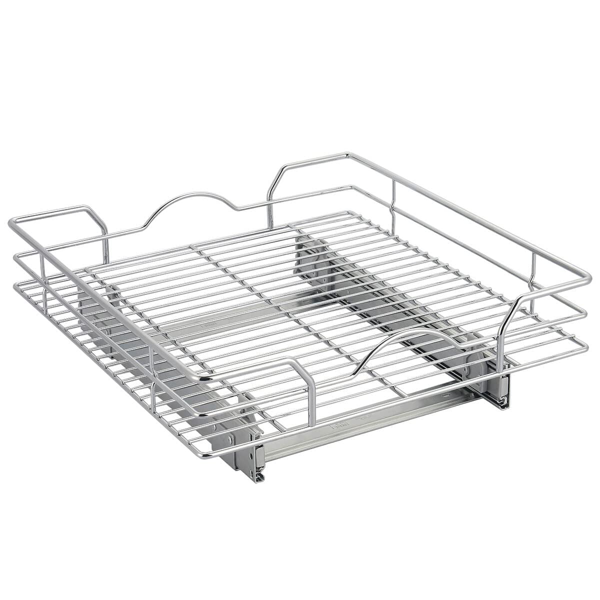 Pull Out Cabinet Organizer（11" W x 21" D x 5" H, 1 Tier Heavy Duty Slide Out Kitchen Cabinet Shelves, Sliding Drawer for Cabinet, Wire Frame, Chrome Finish