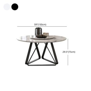 LAKIQ Marble Round Dining Table with Lazy Susan Modern Round Pedestal Dining Table Nordic Kitchen Dining Room Table with 3 Legs for Small Space-Table Only (White Lazy Susan,59.1"L x 59.1"W x 29.5"H)