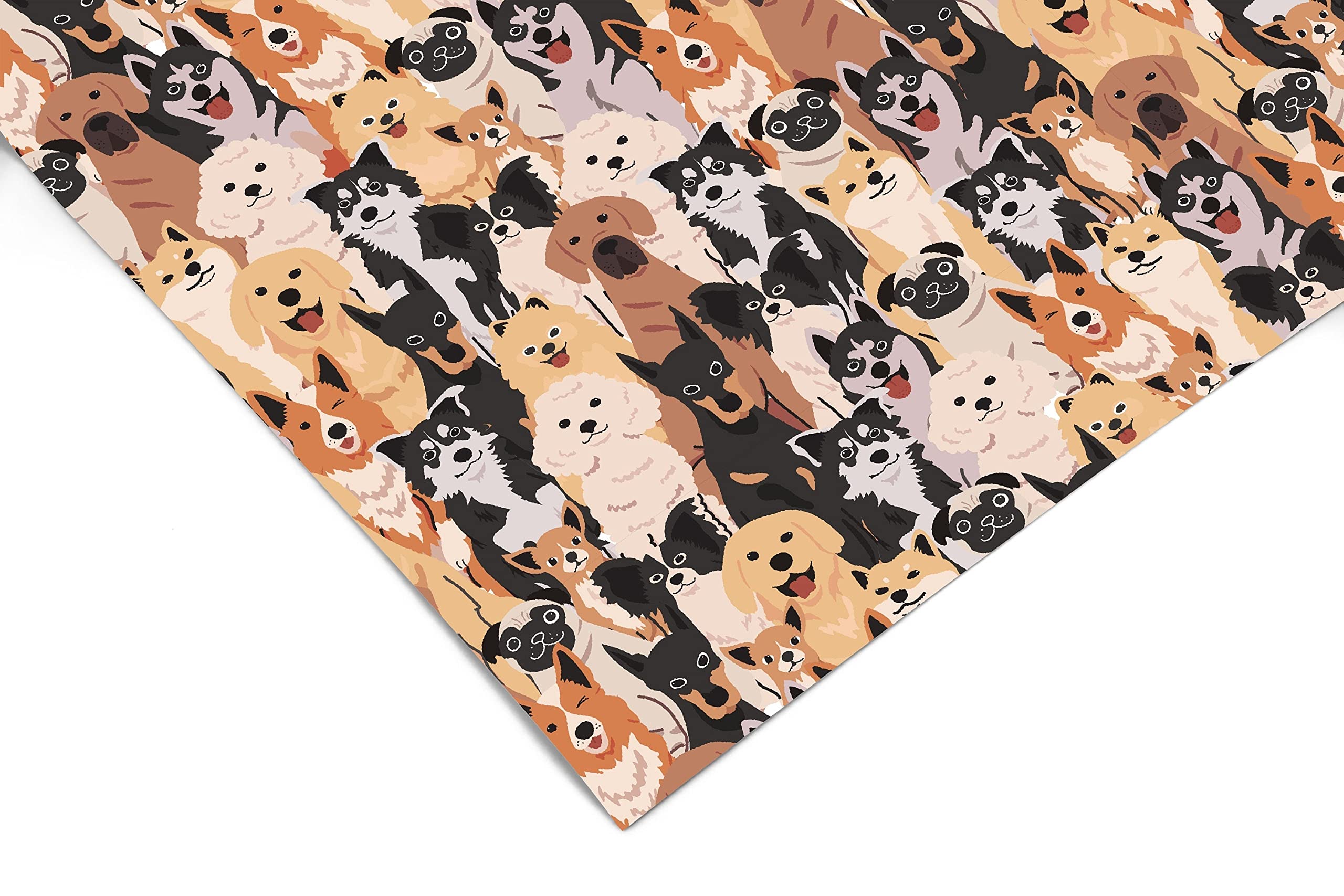 Happy Dogs Pattern Contact Paper | Shelf Liner Drawer Liner Peel and Stick Paper 1115 18in x 48in (4ft)