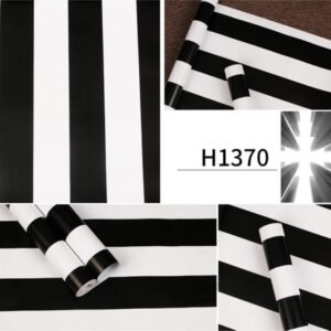 Simplemuji Black & White Striped Wallpaper Self Adhesive Shelf Liner Dresser Drawer Cabinet Sticker 17.7 Inch by 98Inch
