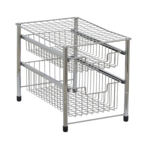 household essentials silver 1239-1 free standing pull out cabinet organizer shelf | double, 16.5" deep