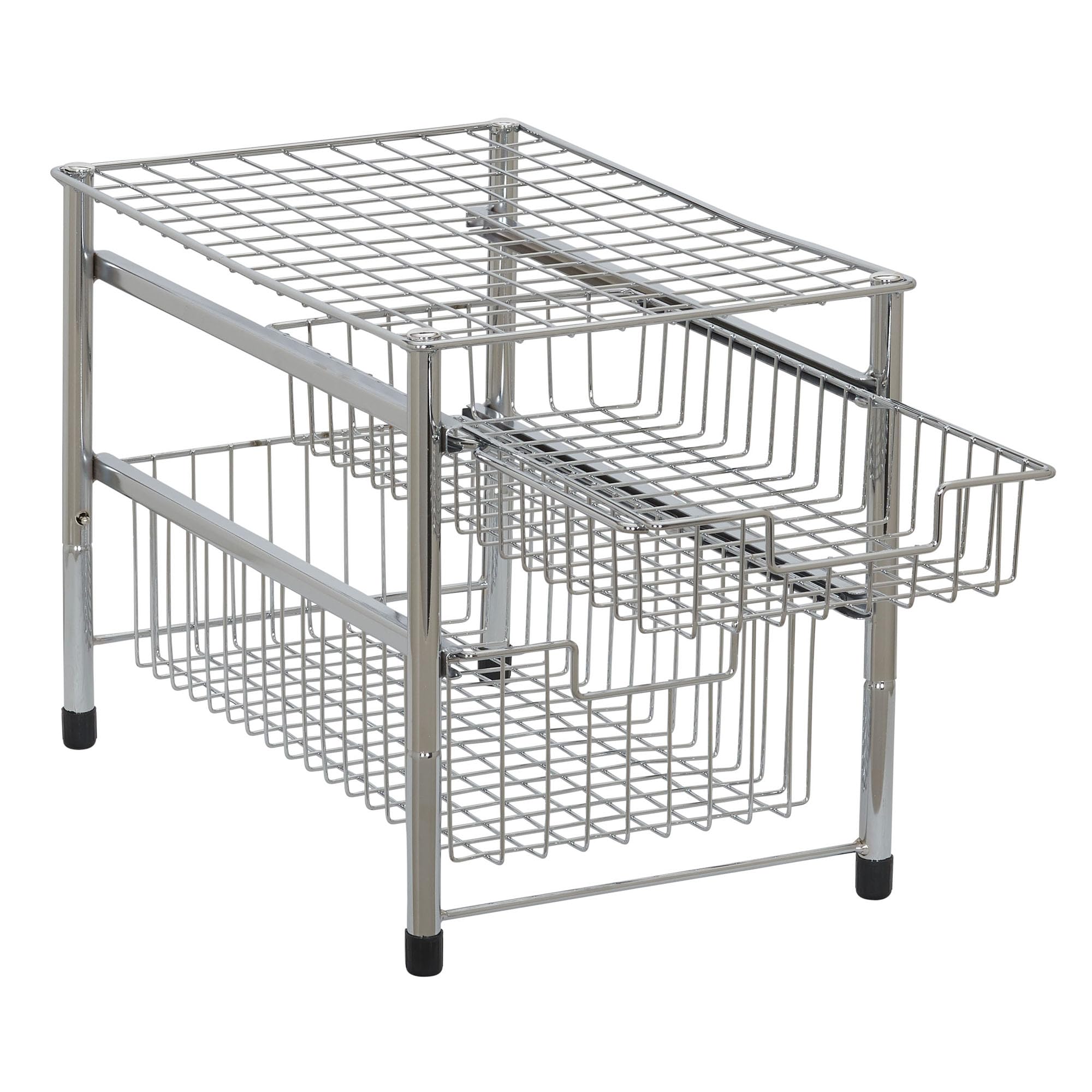 Household Essentials Silver 1239-1 Free Standing Pull Out Cabinet Organizer Shelf | Double, 16.5" Deep