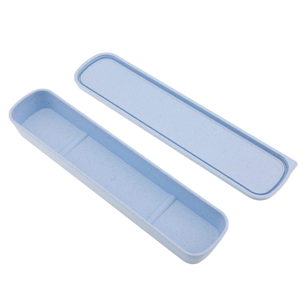 OriGlam 1pcs Portable Flatware Box Travel Tableware Storage Case Box, Utensil Case Flatware Storage Box for Cutlery Kit (Blue)