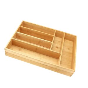 hamillar bamboo silverware tray organizer kitchen drawer expandable utensil holder cutlery tray home bedroom office (bamboo 17inch)