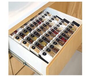 voviosde aluminum alloy spice drawer organizer, 4 tier-2 set expandable spice rack tray for kitchen cabinets storage & organization, kitchen spice rack expandable from 11.4'' to 22.8''