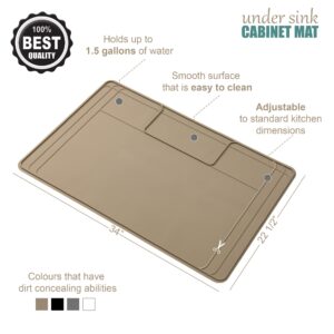 The Original Under Sink Mat - Silicone Waterproof mat, Adjustable, Easy to Clean, Kitchen cabinet liner, Disifenction Surface - 34" x 22" or smaller