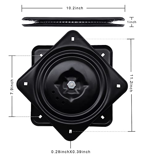 Frassie 2 Pack 10.2" Square Swivel Plate Replacement, Ball Bearing Swivel Square Turntable for Recliner Chair or Furniture