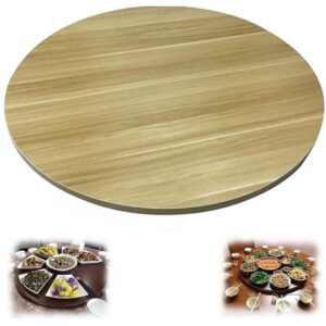 jww 20in-40in large wooden turntable lazy susan for dining table round tabletop serving plate 360° swivel tray, rotate by hand (color : light walnut, size : 70cm/27")