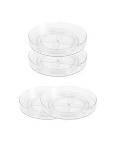 roninkier lazy susan turntable organizer - clear rotating kitchen storage turntable for cabinet, pantry, refrigerator, countertop, 2-pack 11-inch and 2-pack 9-inch