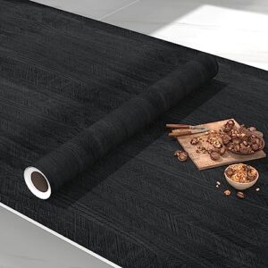 viopvery contact paper 15.7"x78.7" wood wallpaper peel and stick black wood grain wall paper waterproof easily removable self-adhesive film wall covering for kitchen countertop cabinet shelf liner
