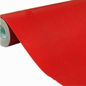 amhao 17.7''x78.7'' solid color wallpaper self-adhesive vinyl wall decor shelf and drawer liner covering for kitchen countertop cabinets (red)