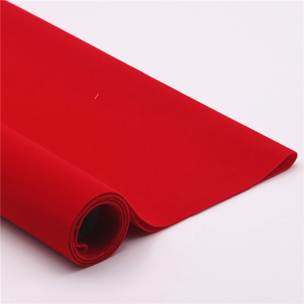 Self Adhesive Velvet Jewelry Drawer Liner Multi-use Velvet Flocking Contact Paper for Arts Crafts (Red, 17.7x117 Inches)