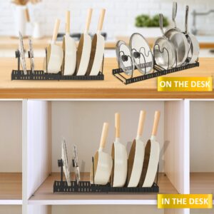 COZIMORE Pots and Pans Organizer,Pan Organizer rack for cabinet, and Rack Organizer with 7 dividers,Dish Rack for Cabinets, Lid Organizer, Cabinet Organizer BLACK