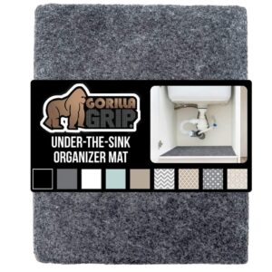 Gorilla Grip Drawer Liner and Under Sink Mat, Drawer Liner Size 17.5x20 in Beige, and Under Sink Mat Size 24x30 in Charcoal, 2 Item Bundle