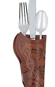 HAPPY DEALS ~ Cowboy Holster Silverware Holders | 24 Pack | 5.5 Inch |Western Party | Cardstock Brown