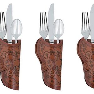 HAPPY DEALS ~ Cowboy Holster Silverware Holders | 24 Pack | 5.5 Inch |Western Party | Cardstock Brown