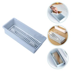 Cabilock Organizer Storage Rack Flatware Tray with Lid Kitchen Chopsticks Drain Box Fork Storage Case Container Kitchen Silverware Chopsticks Drainage Box (Blue) Cooking Utensil Sink