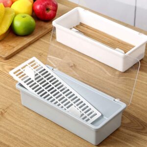 Cabilock Organizer Storage Rack Flatware Tray with Lid Kitchen Chopsticks Drain Box Fork Storage Case Container Kitchen Silverware Chopsticks Drainage Box (Blue) Cooking Utensil Sink