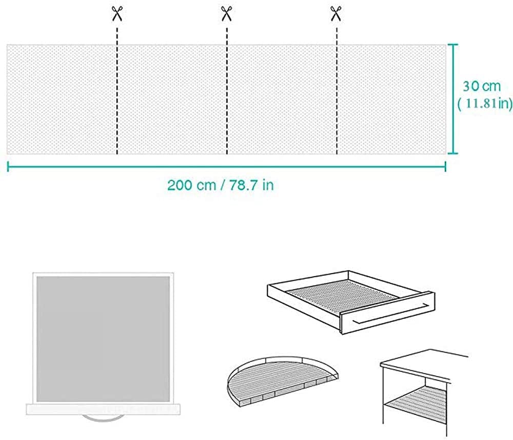 Shelf and Drawer Liner 12" X6.5’ Grid Pattern PVC Non-Adhesive Grip Liner for Kitchen Cabinets,Shelves,Storage, Kitchen and Desks (Blue)