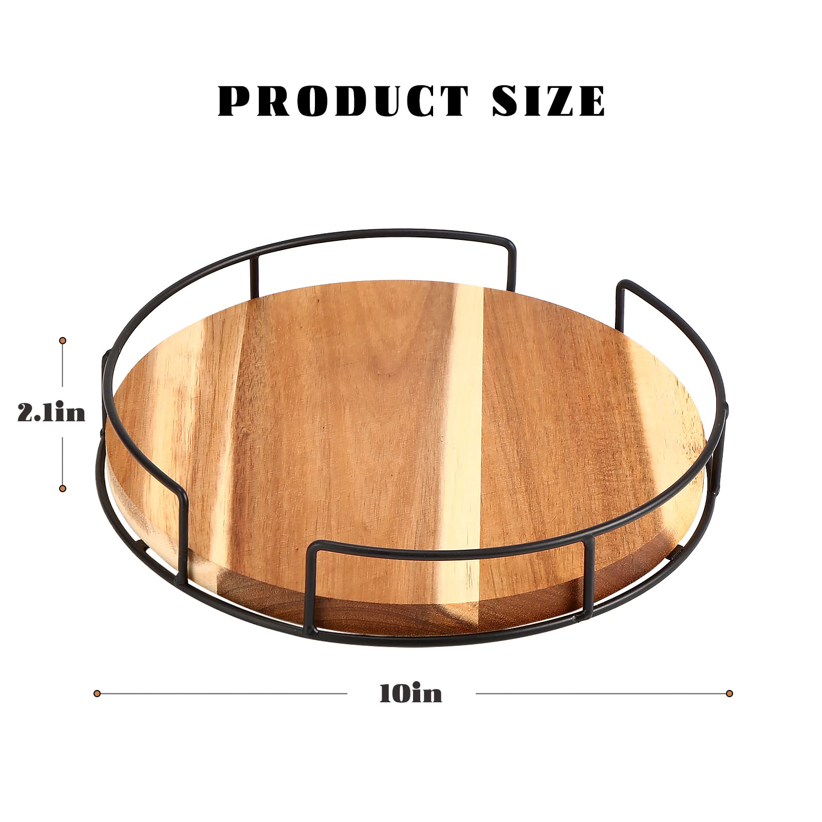 Snpwne Lazy Susan Organizer, Acacia Wood Lazy Susan Turntable Organizer,10 inch Kitchen Organizer for Cabinet Spice Rack, Refrigerator, Pantry countertop, etc., 360 Degree Turntable