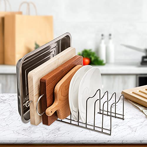 WenZBros Kitchen Pot&Pan Lid Organizer, Rack Holder, Rest Cutting Board, Baking Sheet, Stainless Steel, Satin Nickel