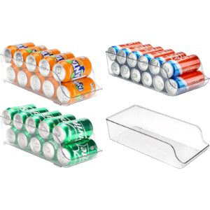 puricon 2 pack refrigerator organizer bins can dispenser storage holder bundle with 2 pack skinny can drink dispenser organizer for refrigerator