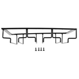 wine glass rack under cabinet stemware wine glass holder glasses storage hanger metal organizer for bar kitchen cabinet (3 slots length 30cm width 22.5cm black)