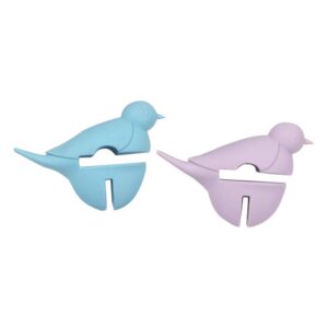 doitool 2pcs silicone lid lifters spill proof lid lifters cute animal shape pot and pan lid holder for soup pot kitchen gadget tools cooking helper (bird random color)