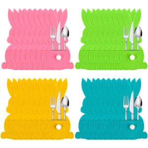 36 pack easter bunny utensil cutlery holders pouch bags felt silverware holder bag utensil sleeve for knife forks easter table decoration wedding birthday party