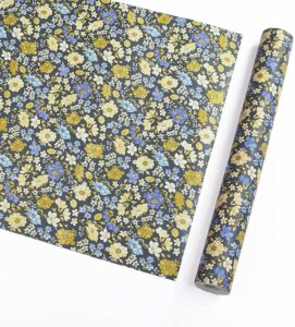 self adhesive vintage blue floral contact paper drawer liner for shelf kitchen cabinets dresser cupboard furniture walls decal 17.7x117 inches