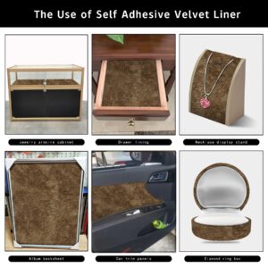 Self Adhesive Felt Velvet Fabric Liner Velvet Drawer Liner for Jewelry Drawer Craft Felt Fabric Sheet Art & Craft Making 14.2" x 78" (Brown)