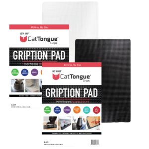 non-adhesive grip pad combo pack by cattongue – portable multi-purpose non slip mat for preventing tools, gadgets, and gear from slipping, sliding, or shifting (black & clear)