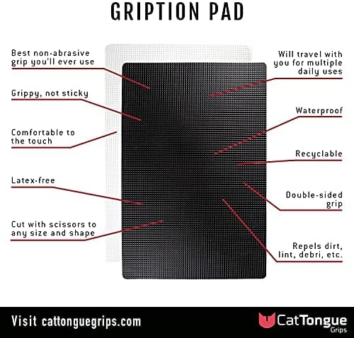 Non-Adhesive Grip Pad Combo Pack by CatTongue – Portable Multi-Purpose Non Slip Mat for Preventing Tools, Gadgets, and Gear from Slipping, Sliding, or Shifting (Black & Clear)
