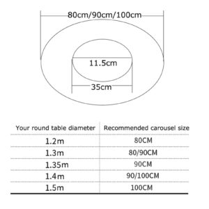 WYFFF 80 cm (30 Inch) Large Lazy Susan for Table Top, Round Home Hotel Table, Black Tempered Glass Turntable Base, 360° Rotating for Kitchen Dining Table Tabletop