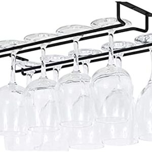 DVTEL Household Wine Glass Rack, Wine Cabinet Goblet Rack, Wine Glass Rack, Wine Rack Hanger 2 Pack 1 Row Black Stemware Racks (Color : Black 2pc, Size : Large)