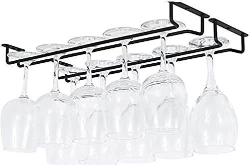 DVTEL Household Wine Glass Rack, Wine Cabinet Goblet Rack, Wine Glass Rack, Wine Rack Hanger 2 Pack 1 Row Black Stemware Racks (Color : Black 2pc, Size : Large)