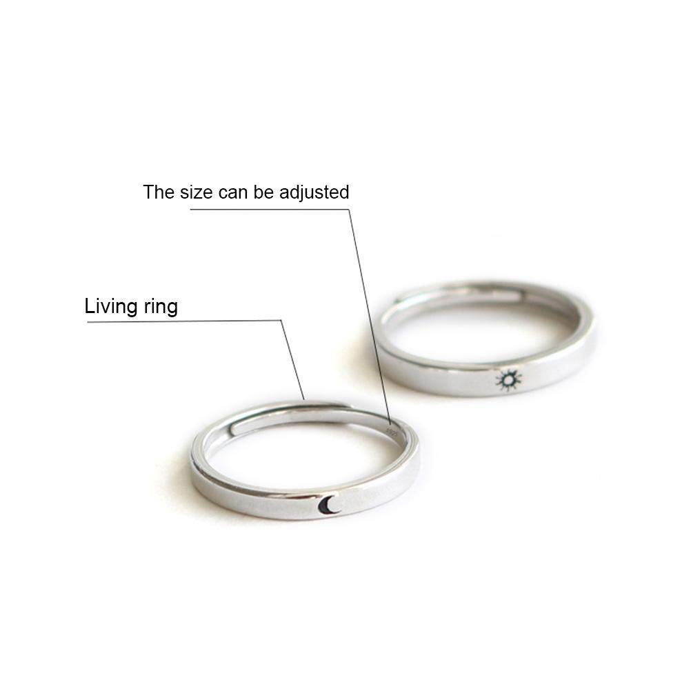 BTSEURY 2Pcs Adjustable Rings Couples,Rings for Women Men,Promise Engagement Rings for Lovers His and Her Set Sun and Moon 2In1 I Love You Heart Rings