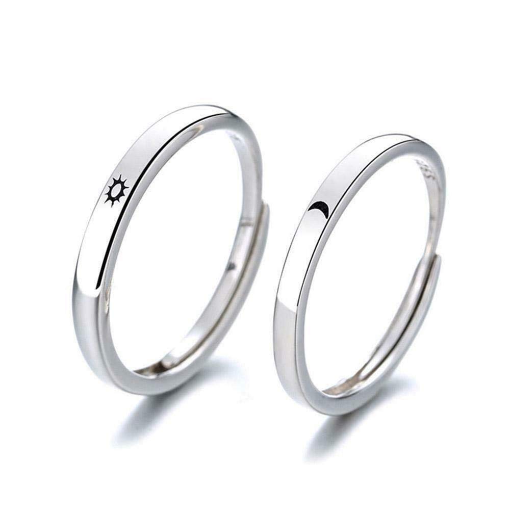 BTSEURY 2Pcs Adjustable Rings Couples,Rings for Women Men,Promise Engagement Rings for Lovers His and Her Set Sun and Moon 2In1 I Love You Heart Rings