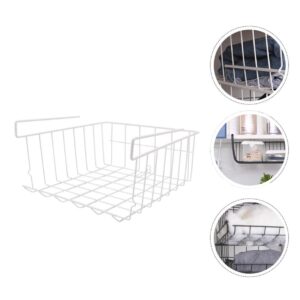 Cabilock 1pc Wardrobe Storage Rack White Wire Rack Kitchen Cabinet Shelves Kitchen Cabinet Organizer Space Saving Wardrobe Organizer Hanging Rack Cupboard Shelf Food Basket Iron Office