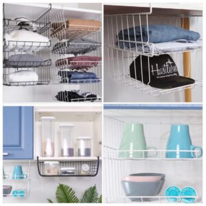 Cabilock 1pc Wardrobe Storage Rack White Wire Rack Kitchen Cabinet Shelves Kitchen Cabinet Organizer Space Saving Wardrobe Organizer Hanging Rack Cupboard Shelf Food Basket Iron Office