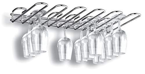 BelleVie Wall Mounted Glass Rack, Stainless Steel, L 12 1/2" x W 17 3/4" x H 2 1/8" x 1" channel spacing"