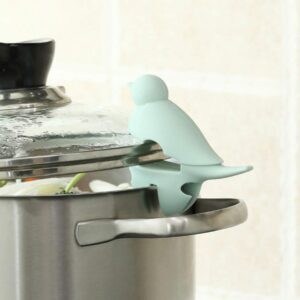 Hemoton Pot Lid Holder, Bird Shape Silicone Lid Lifters, Pot Lid Lifts, Spill-Proof Lid Lifters for Soup Pot, Lid Lifter for Pots and Pans Lid Stand Heat Resistant Holder, Kitchen Cooking Tools(Green)