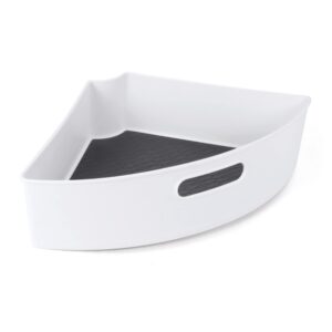 copco wedge organizer for lazy susan, 10.8 x 16.7 x 4 inch, white and charcoal gray