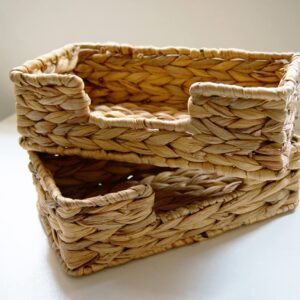 Tofficu Woven Baskets for Storage Woven Shelf Baskets Wicker Basket Wicker Storage Baskets Napkin Holder for Table Handwoven Basket Small Basket Straw Multipurpose Basket